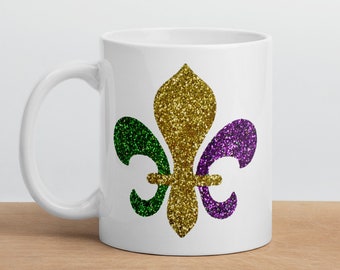 Fleur De Lis Koffiemok | Magnetron en vaatwasser veilige keramische cup | Mardi Gras Carnaval New Orleans Louisiana Katholieke Thee Warme Chocolademelk