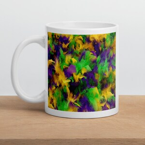Mardi Gras Mug, Traditional Mardi Gras Colors, 11oz White Mug or White Mug