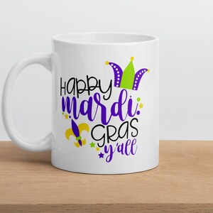 Mardi Gras Accent Coffee Mug, 11oz, Mardi Gras Coffee Cup, Cute Mardi Gras Mug, Mardi Gras Gift, Cute Gift Idea, Louisiana Gift Idea