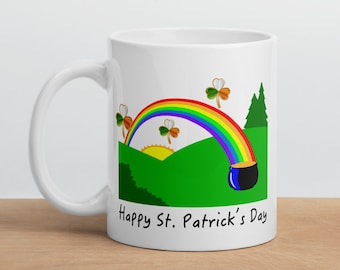 Happy St Patricks Day Mok, Shamrock Mok, Regenboog Mok, Ierse Verjaardag Geschenken, Green St Patricks Day Koffie Mok, St Patricks Geschenken, Ierse Geschenken