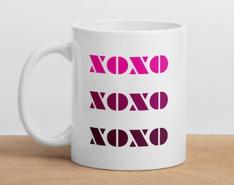 Pink XOXO Valentine's Day Coffee Mug, Valentine Mug