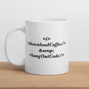 Coder Mug - Ik download koffie en bang out code, codering computer mok, geek software koffie, engineer mok, programmeur koffie mok