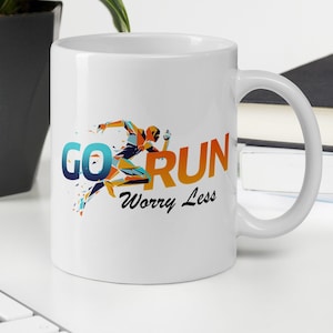 Run More Worry Less, Running Mug, Runner Gift, Gifts for Runners, Funny Running Mug, Campfire Mug, Running Gift, Gift For Her, Gift for Him