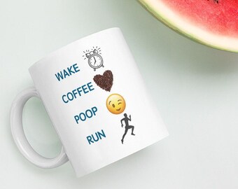 Wake Coffee Poop Run | Gift for Runners | Running Gifts | Runner Mug | Funny Coffee Mug for Runners | Gift for Running Friends | Run Mug