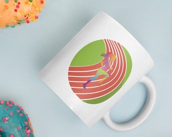 Female Runner Coffee Cup - Engraved Gift for Trail Runner, Running Mug Birthday Present for Woman