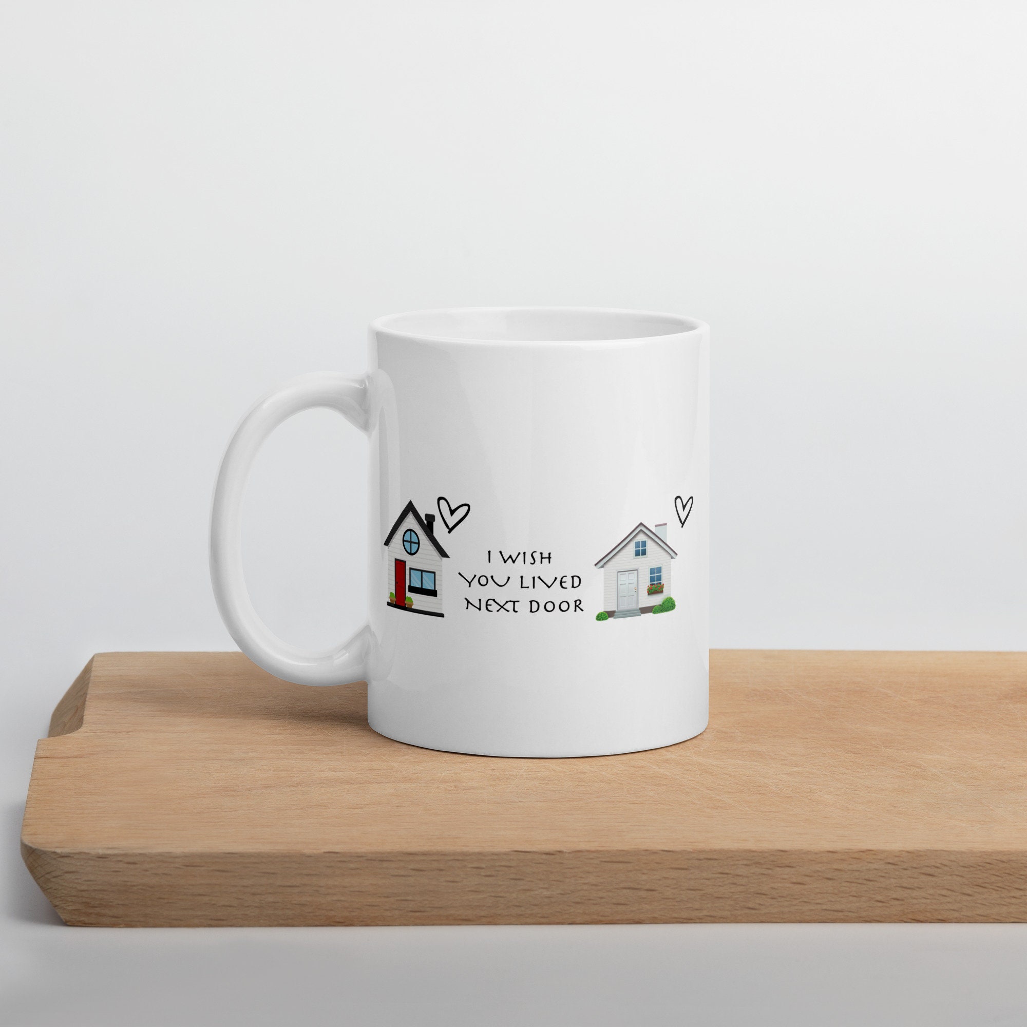 Keramik-Kaffeebecher „I Wish You Lived Next Door“ – 325 Ml, Spülmaschinenfest – Perfekt Als Freundschaftsgeschenk