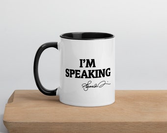 Sto parlando tazza con colore all'interno, Kamala Harris citazione tazza, Vice Presidente Dibattito, Tazza femminista, Biden 2020, Tazza Democratica, VP Dibattito 2020