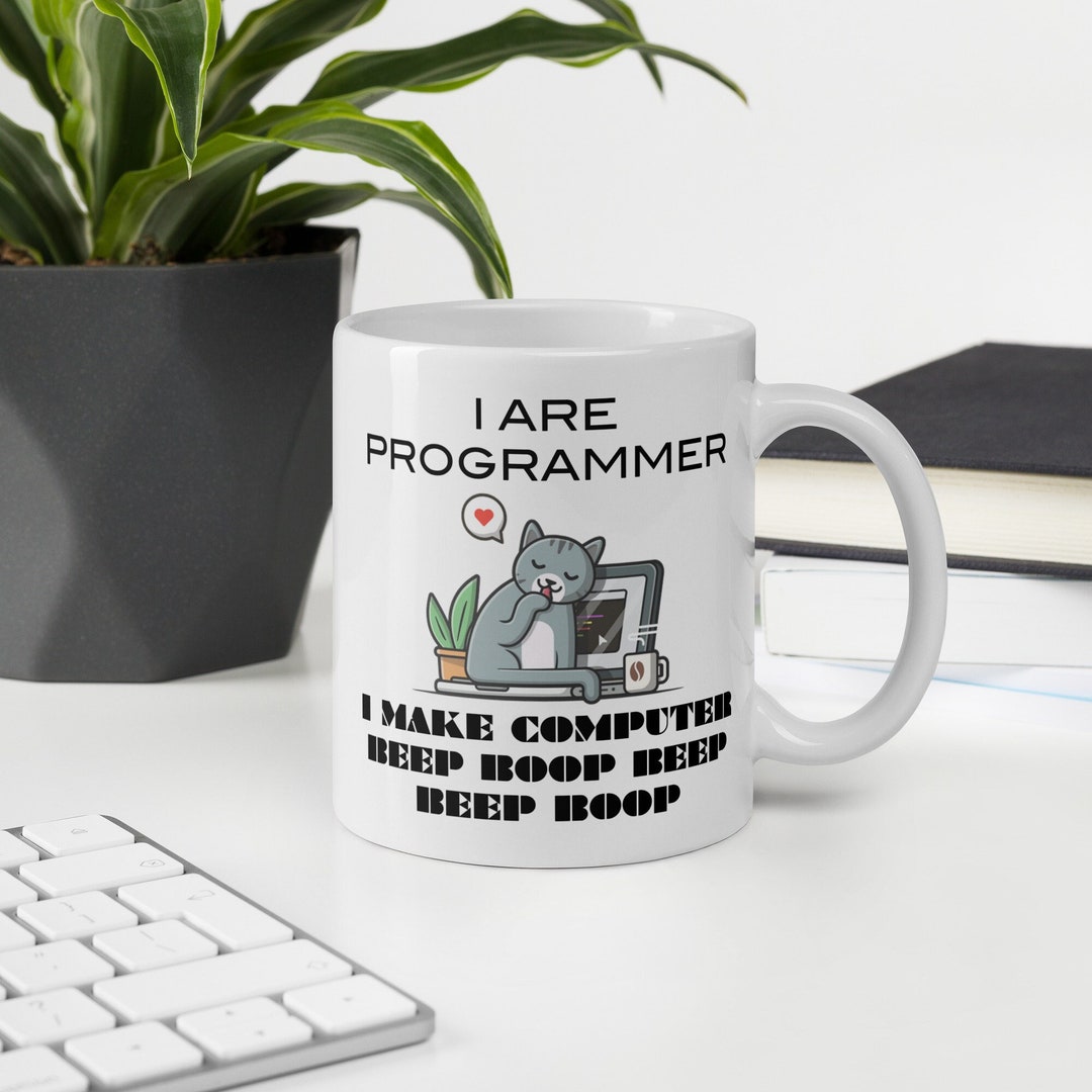 Cat Coder Meme Computer Programmer Cat Funny Mug, Computer Coder Pun Nerd Meme Mugs ...