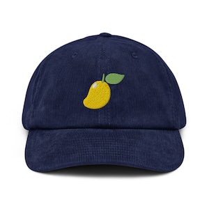 Mango Embroidered Corduroy Dad Hat | Corduroy Hat For Him | Corduroy Hat For Her