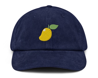 Mango Embroidered Corduroy Dad Hat | Corduroy Hat For Him | Corduroy Hat For Her