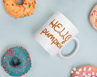 Hello Pumpkin Coffee Mug | Fall Campfire Mug | Pumpkin Spice Latte Mug | PSL Autumn Mug | Cute Fall Mugs | Halloween Mug | Pumpkin Mug