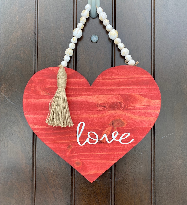 Heart shaped red love door/wall hanger image 1