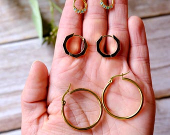 Hoop Earring Starter Pack, Huggie Hoops, Statement Hoops
