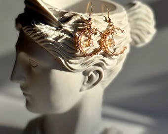 Moon-Shaped Sparkly Dangling Earrings