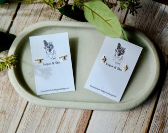 Dainty Stud Earring Pack, Two Pairs Gold-Plated Studs, Premade for You