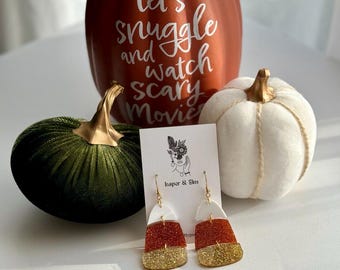 Candy Corn Earrings / Fall Earrings / Halloween Jewelry / Spooky Jewelry