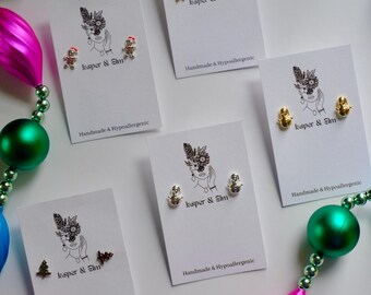 Christmas Stud Earrings, Christmas Earring Pack, Hypoallergenic Holiday Jewelry
