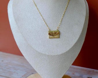 Letter Charm Necklace, Gold Plated Brass Necklace