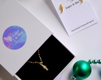 Nutcracker Studs and Necklace Set, Holiday Style