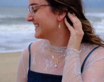 Freshwater Pearl Toggle Charm Necklace
