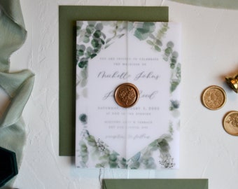 Vellum Wedding Invitation | Botanical Eucalyptus Greenery Suite