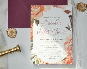 Bridal Shower Invitation | Golden Autumn Blush Floral