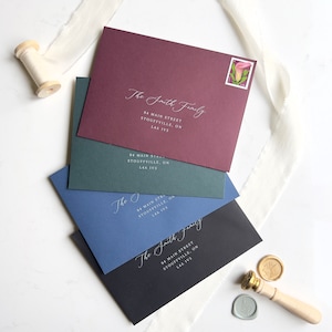 Impresión de sobres con tinta blanca / Dirección de invitados y remitentes / Invitaciones de boda A7 / Impresión de direcciones / Papelería para eventos