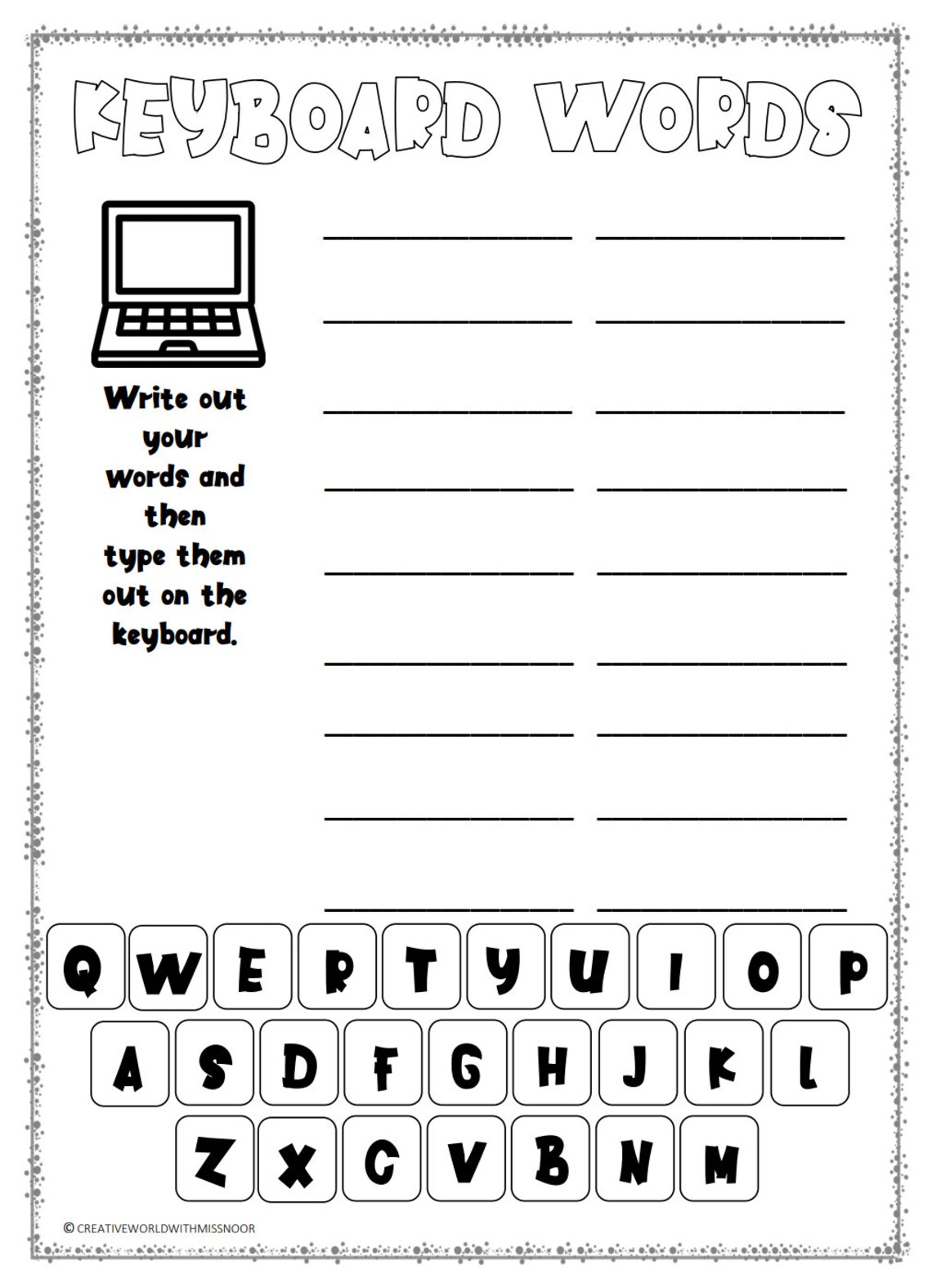 SPELLING BOOKLET Digital Printable Spelling All Template Etsy