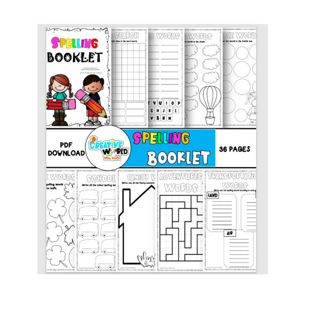 SPELLING BOOKLET Digital Printable Spelling All Template Etsy