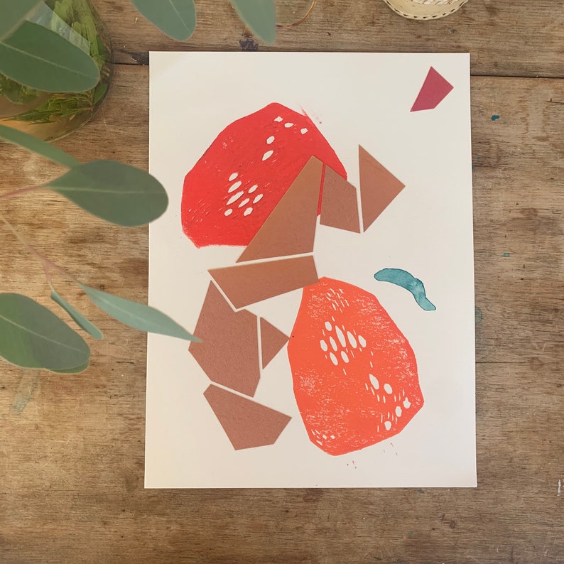 Abstract art piece Collage and block-printing