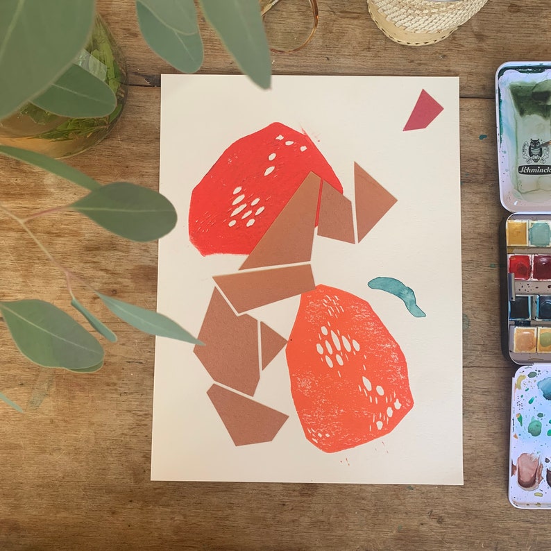 Abstract art piece Collage and block-printing