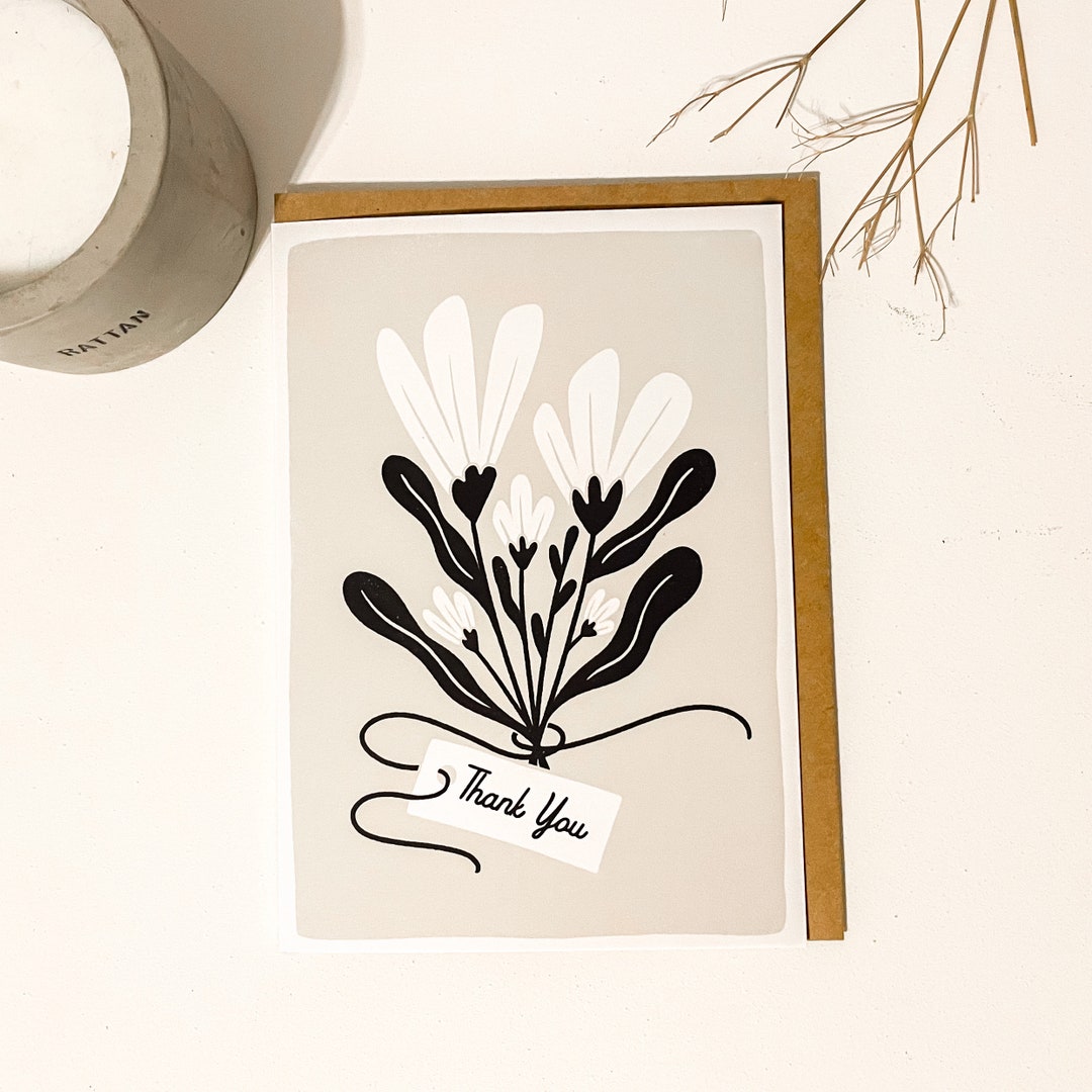 Floral Thank You Card | Flower Bouquet Greeting Card - Etsy