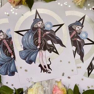 Fine Art Print Sabrina Spellman fan art, watercolor illustration great gift idea.