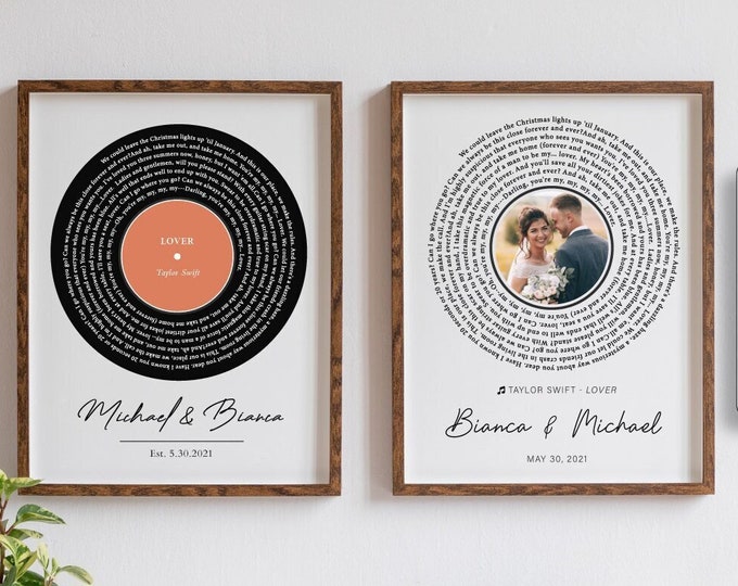 Personalized Custom Record Vinyl Lyrics Song Prints (Combo), First Dance Song, Wedding Gift, Personalized Birthday Gift, Anniversary Gift