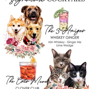 Custom Wedding Signature Drink Pet Sign, Signature Drinks Pets Sign, Wedding Pet Drink Sign, 2 Pets/Drinks Maximum, DIGITAL DOWNLOAD FILE