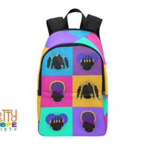 Color Block Girls Backpack - Black Girl Retro Pop - Brown Girl Colorful Bookbag - Back to School Bag