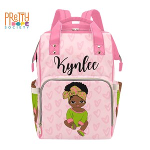 Light Pink and Green Diaper Bag - Personalized Diaper Bag - Custom Baby Girl Diaper Bag - Baby Shower Gift - Multifunctional Diaper Backpack