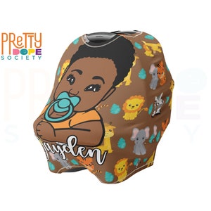Personalized Baby Car Seat Cover - Safari Baby - 4-in-1 Seat Cover - Nursing Cover - Shopping Cart Cover - Jungle Baby Shower Gift