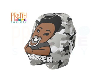 Personalized Baby Car Seat Cover - Gray Camo - 4-in-1 Brown Baby Boy Seat Cover - Nursing Cover - Shopping Cart Cover - Baby Shower Gift