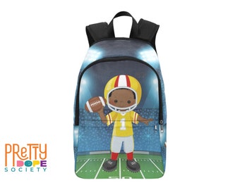 MVP Football Boy Backpack - Afro Boy Sports Book Bag - Black Boy Magic - Back to School Boys
