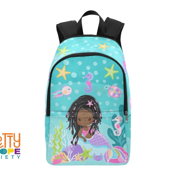 Braided Mermaid Backpack - Black Girl Mermaid- Brown Girl School Bag - Mermaid Girl Bookbag