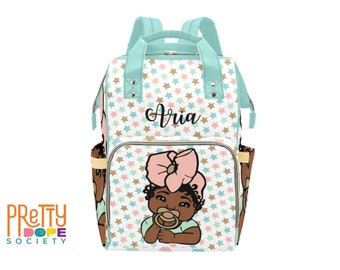Boho Stars Diaper Bag - Personalized Diaper Bag - Afro Baby Girl Diaper Bag - Pretty Baby Shower Gift - Black Girl Diaper Bag