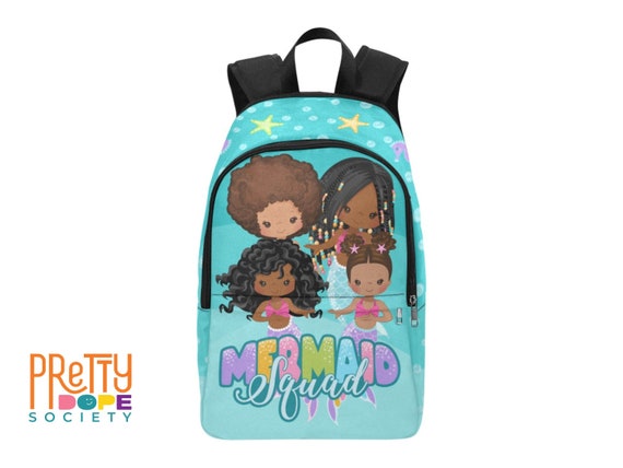 Mermaid Squad Backpack Black Girl Mermaids Brown Girl School Bag Mermaid Girl Bookbag Etsy