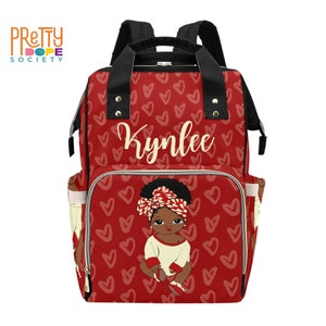 Crimson and Cream Diaper Bag - Personalized Diaper Bag - Custom Baby Girl Diaper Bag - Baby Shower Gift - Multifunctional Diaper Backpack
