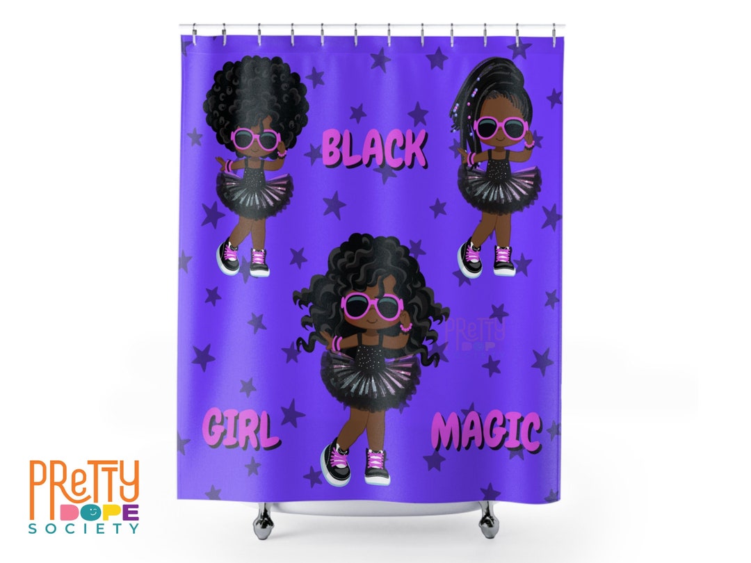 Black Girl Magic Shower Curtain Purple Black Girl Shower Etsy