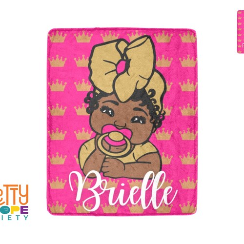 Personalized Pink and Gold Crown Baby Girl Blanket Headwrap Etsy