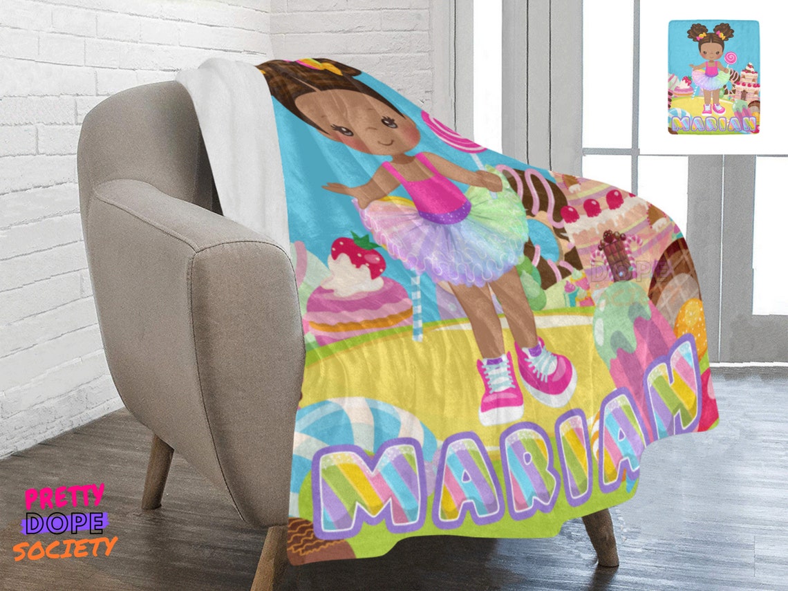 Personalized Black Girl Candyland Blanket Black Girl Magic Etsy