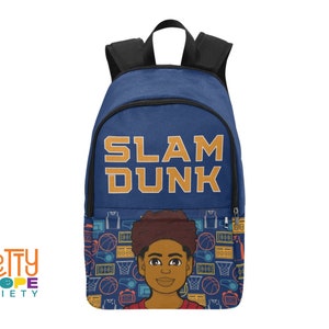 Slam Dunk BBall Boy Backpack - Black Boy Basketball Bookbag - Sports Bag - Black Boy Magic - Back to School Boys