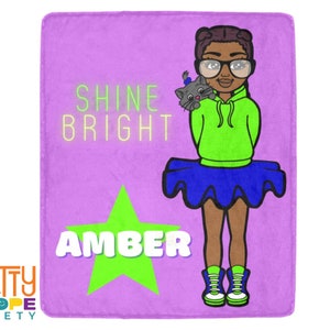 Shine Bright Personalized Blanket - African American Personalized Blanket - Black Girl Throw Blanket