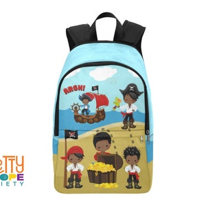 Pirate Boys Backpack - Black Boy Pirate Book Bag - Brown Kid Back to School - Back to School for Boys